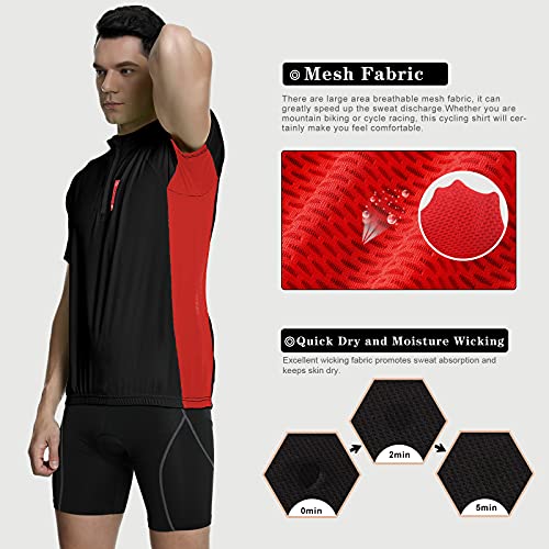 Meetwee - Camiseta de ciclismo para hombre, manga corta para bicicleta de montaña Negro M