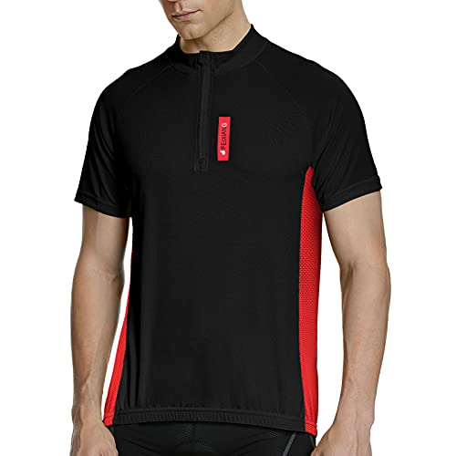 Meetwee - Camiseta de ciclismo para hombre, manga corta para bicicleta de montaña Negro M