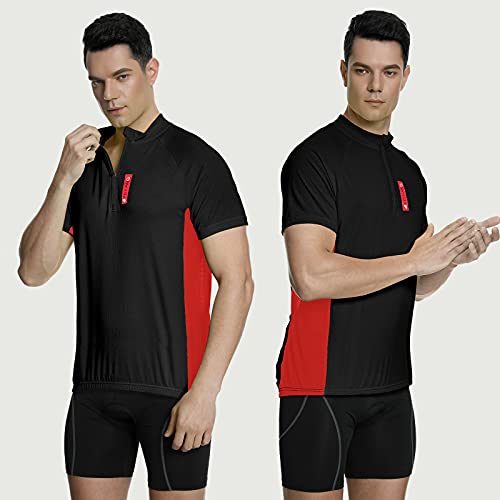 Meetwee - Camiseta de ciclismo para hombre, manga corta para bicicleta de montaña Negro M