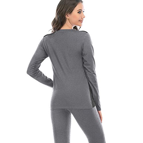 MEETYOO Conjuntos térmicos Mujer, Ropa Interior termica Invierno Base Layer Thermo Pantalones para Running Ciclismo Esquí (Gris, S)