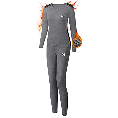 MEETYOO Conjuntos térmicos Mujer, Ropa Interior termica Invierno Base Layer Thermo Pantalones para Running Ciclismo Esquí (Gris, S)
