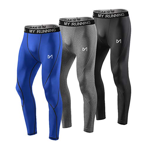 MEETYOO Leggings Hombre, Pantalón de Compresión Secado Rápido Pantalones Deporte Mallas Largas para Running Fitness Yoga