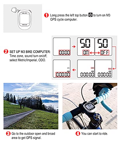 MEILAN M3 Mini Ciclocomputadore GPS Computadora de bicicleta de GPS Computadora de ciclismo Inalámbrica Odómetro Velocímetro impermeable y retroiluminación para bicic de carretera MTB(color blanco)