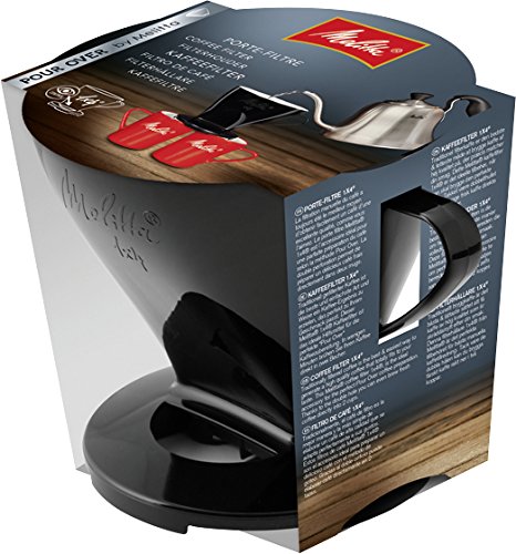 Melitta 6761018, Soporte para filtros de café, Para filtros de tamaño 1x4, Compatible con 1 jarra o 2 tazas, Plástico, Pour Over, Negro