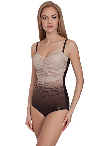 Merry Style Traje de Baño Entero 1 Pieza Monokini Bañador Mujer MS62 (Marrón/Crudo, 42)