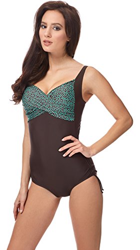 Merry Style Traje de Baño Entero 1 Pieza Monokini Bañador Mujer MSVR776 (Marrón/Menta, 50)