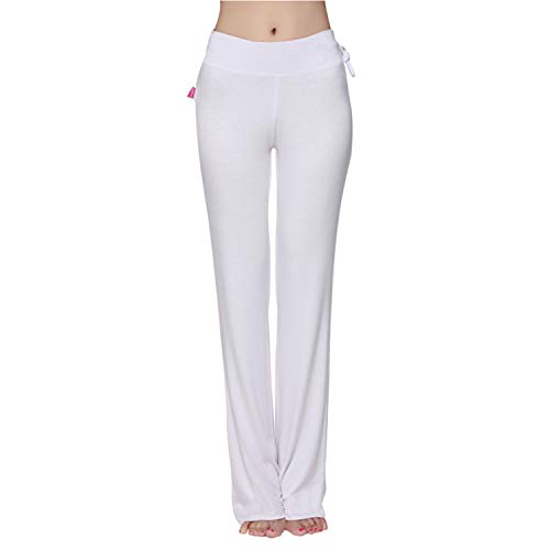 Meshikaier - Pantalones de yoga para mujer, muy suaves, elásticos y elásticos blanco XL