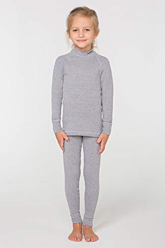 meteor Conjunto Ropa Interior Térmica para Niños - Camiseta de Manga Larga y Pantalón - Set Infantil Elástico para Esquí Snowboard Acampada y Senderismo para Niño y Niña (116-122 cm, Gris)