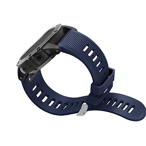 METEQI Correa de repuesto Compatible con Garmin Fenix 5X, Correa de reloj de silicona suave de 26 mm de ancho y ajuste rápido para Garmin Fenix 5X/Fenix 5X Plus/Fenix 3/Fenix 3 HR (Azul medianoche)