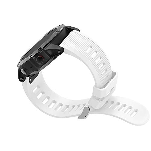 METEQI Correa de repuesto Compatible con Garmin Fenix 5X, Correa de reloj de silicona suave de 26 mm de ancho y ajuste rápido para Garmin Fenix 5X/Fenix 5X Plus/Fenix 3/Fenix 3 HR (Blanco)