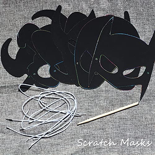 MEZHEN Halloween Máscaras para Superheroes Máscara Rascar Scratch Art Niños Máscaras Dibujo para Navidad Pascua de Resurrección Cumpleaños del Niño