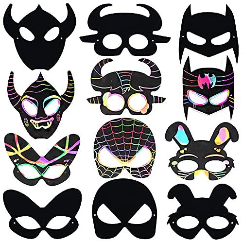 MEZHEN Halloween Máscaras para Superheroes Máscara Rascar Scratch Art Niños Máscaras Dibujo para Navidad Pascua de Resurrección Cumpleaños del Niño