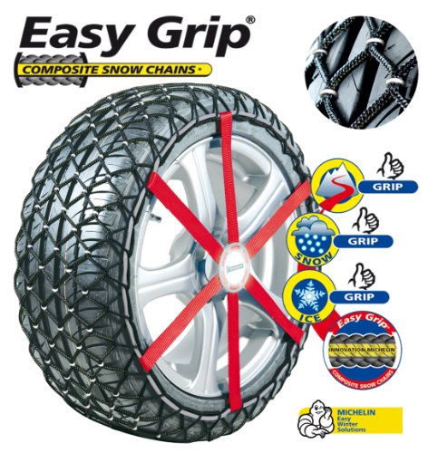 Michelin 92302 Cadenas de nieve de tela para coche (compatible con ABS y ESP, certificado TÜV/GS y ÖNORM), Easy Grip J11, 2 piezas