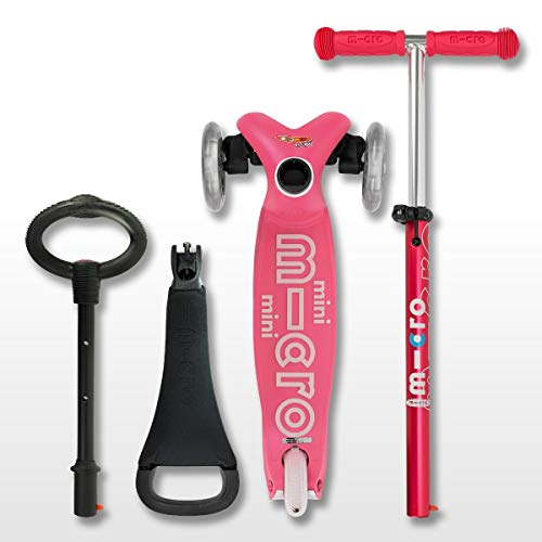 Micro® Mini 3en1 Deluxe. Patinete evolutivo 3 Ruedas, 1,5 - 5 años, Manillar Regulable 48-68cm, Asiento de Aprendizaje. (Rosa)