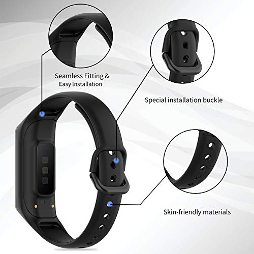 Mijobs 3 Piezas Compatible para Samsung Galaxy Fit 2 Correas, Correas Samsung Galaxy Fit 2 Reemplazo Pulsera Impermeable Transpirable Resistente al Sudor Silicona Pulsera Correa (No Host)