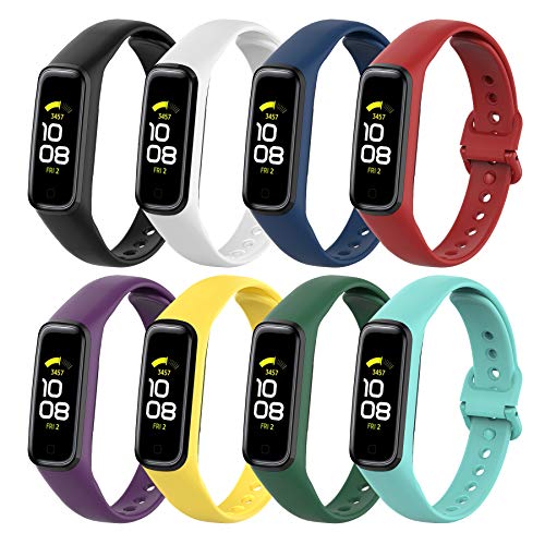 Mijobs 8 Piezas Compatible para Samsung Galaxy Fit 2 Correas, Correas Samsung Galaxy Fit 2 Reemplazo Pulsera Impermeable Transpirable Resistente al Sudor Silicona Pulsera Correa (No Host)