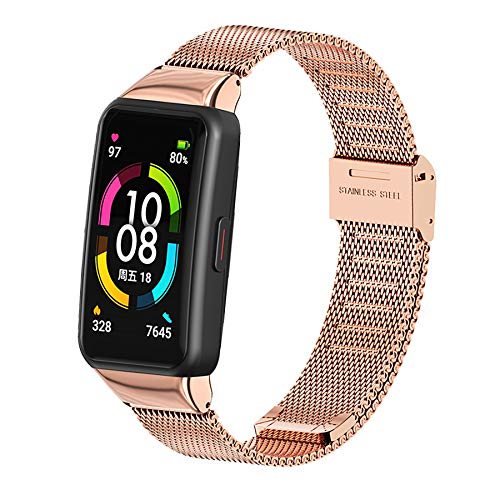 Mijobs Correa de Honor Band 6,Pulsera Acero Inoxidable Metal Replacement Band para Honor Band 6 Correa(No Host)