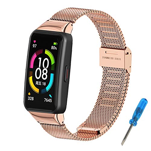 Mijobs Correa de Honor Band 6,Pulsera Acero Inoxidable Metal Replacement Band para Honor Band 6 Correa(No Host)