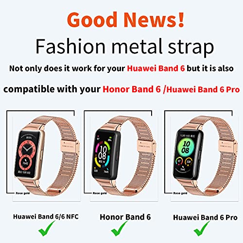 Mijobs Correa de Honor Band 6,Pulsera Acero Inoxidable Metal Replacement Band para Honor Band 6 Correa(No Host)