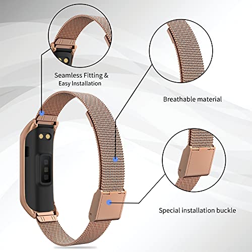 Mijobs Correa de Samsung Galaxy Fit 2,Pulsera Acero Inoxidable Metal Replacement Band para Samsung Galaxy Fit 2(No Compatible con Samsung Galaxy Fit E)