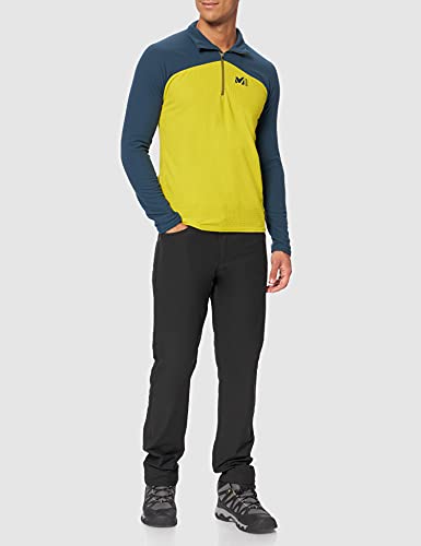 MILLET - K Lightgrid Polaire M - Polar Técnico para Hombre - Alpinismo, Aproximación, Esquí de Fondo - Amarillo/Azul (Wild Lime/Orion Blue), L (MIV8481)