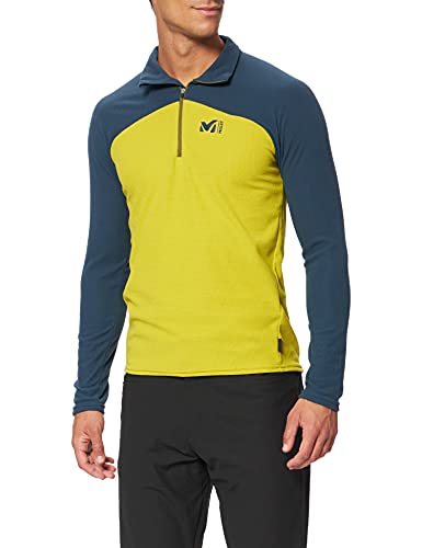 MILLET - K Lightgrid Polaire M - Polar Técnico para Hombre - Alpinismo, Aproximación, Esquí de Fondo - Amarillo/Azul (Wild Lime/Orion Blue), L (MIV8481)