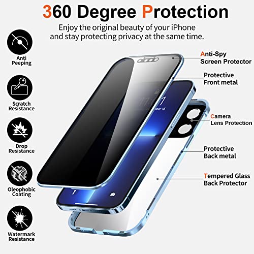 MIMGOAL Funda protectora para iPhone 13 Pro Max, 360 grados, con protección de privacidad [cubierta con lente de cámara], carcasa completa de privacidad, color dorado