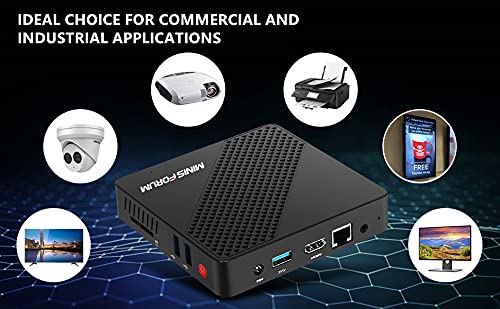 Mini PC sin Ventilador Celeron N4020 (hasta 2.8GHz) 4GB DDR4 / 64GB eMMC Mini computadora Puerto HDMI y VGA 2.4/5.8G WiFi BT 3xUSB3.0, M.2 2242 SSD