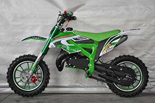 Mini Pitbike con motor de 49cc de 2 tiempos, XTM TEAM cross. Mini dirt bike. Moto de mini cross (Verde)