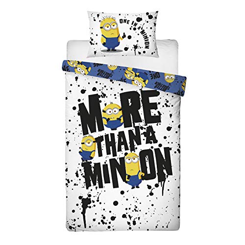 Minions 2 Funda de edredón para Cama Individual, diseño de Minion Amarillo, Reversible, para niños y Adolescentes, polialgodón, Multicolor