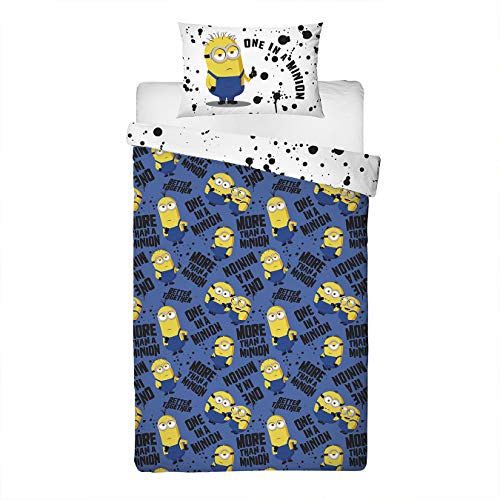 Minions 2 Funda de edredón para Cama Individual, diseño de Minion Amarillo, Reversible, para niños y Adolescentes, polialgodón, Multicolor