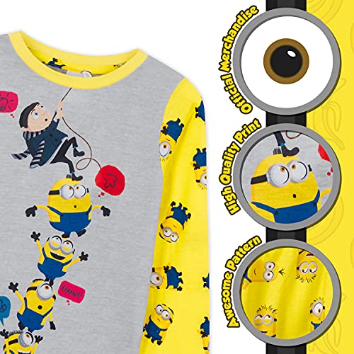 Minions Pijamas para niños, pijamas de 2 a 14 años, conjuntos de pijama de manga larga para niño, gris/amarillo, 3-4 Years