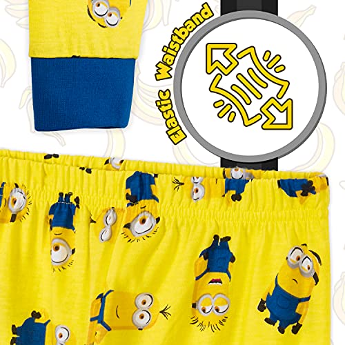 Minions Pijamas para niños, pijamas de 2 a 14 años, conjuntos de pijama de manga larga para niño, gris/amarillo, 3-4 Years