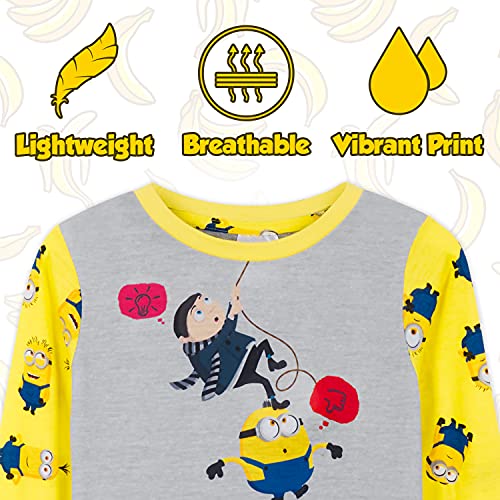 Minions Pijamas para niños, pijamas de 2 a 14 años, conjuntos de pijama de manga larga para niño, gris/amarillo, 3-4 Years