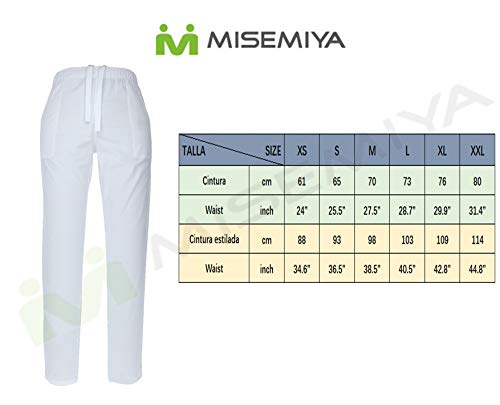 MISEMIYA - PANTALÓN Sanitarios Unisex Cintura ELÁSTICA Uniforme Laboral MÉDICO Enfermera Limpieza Veterinaria SANIDAD HOSTELERÍA- Ref.8314 - M, Azul Marino