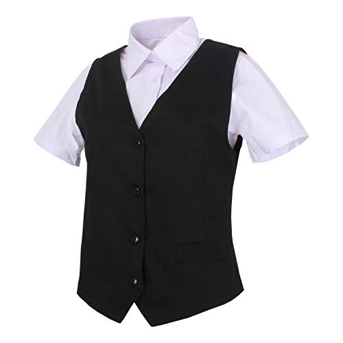 MISEMIYA - UNIFORME CAMARERA CHALECO MUJER CON ELÁSTICO CHALECO BARISTA COCTELERA - REF.806 - 38, Negro