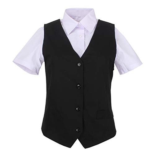 MISEMIYA - UNIFORME CAMARERA CHALECO MUJER CON ELÁSTICO CHALECO BARISTA COCTELERA - REF.806 - 38, Negro