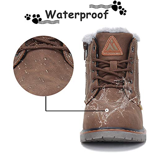 Mishansha Botas de Niño Invierno CáLido Cómodas Niña Botas de Nieve Impermeable Zapatos Invierno Marrón 26