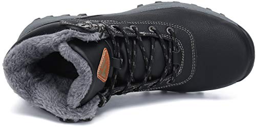 Mishansha Mujer Impermeables Botas de Invierno Forrados de Piel Botas de Nieve Hombre Botines de Cordones Antideslizante Bota de Senderismo Nacht Schwarz Gr.38