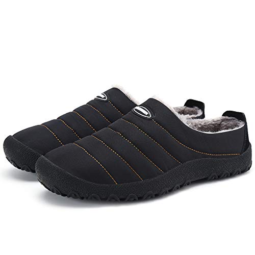 Mishansha Pantufla de Exterior Hombre Zapatillas de Casa Mujer Slippers Confortable Zapatillas de Fieltro Negro Gr.43