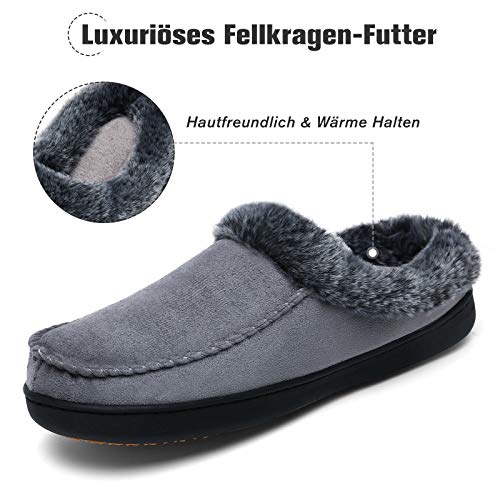 Mishansha Zapatillas Casa Invierno de Espuma Viscoelástica Mujer Antideslizantes CáLido Pantuflas Mujer de Interior y Exterior Gris Claro Gr.38