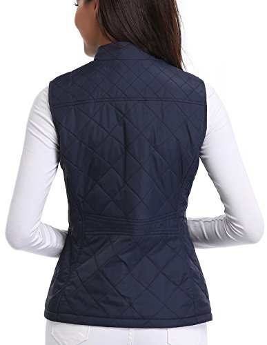 MISS MOLY Chaleco Mujer Ligero Acolchado Chaquetas de Cremallera con Cuello Mao Azul - L