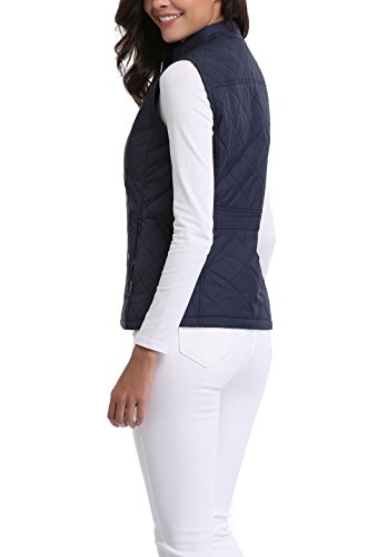 MISS MOLY Chaleco Mujer Ligero Acolchado Chaquetas de Cremallera con Cuello Mao Azul - L