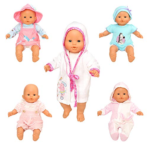 Miunana 5X Vestidos Verano Casual Ropas para 14- 18 Pulgadas Muñeca bebé 36 cm Doll 18 Pulgadas American Girl Doll