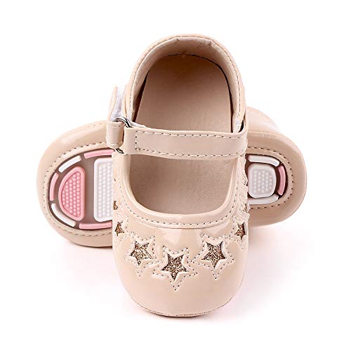 MK Matt Keely Zapatos Bebe Niña Primeros Pasos Mary Jane Suela Blanda Zapatillas Bebe Niña, Color Beige, Talla 3-6 Meses