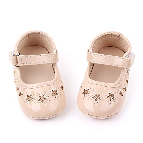 MK Matt Keely Zapatos Bebe Niña Primeros Pasos Mary Jane Suela Blanda Zapatillas Bebe Niña, Color Beige, Talla 3-6 Meses