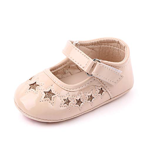 MK Matt Keely Zapatos Bebe Niña Primeros Pasos Mary Jane Suela Blanda Zapatillas Bebe Niña, Color Beige, Talla 3-6 Meses