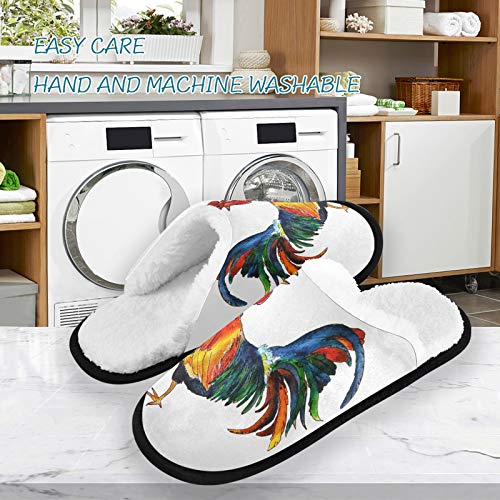 Mnsruu Colorido gallo blanco casa zapatillas antideslizante algodón zapatillas casa hotel spa dormitorio viaje M para hombres mujeres