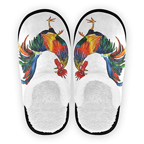 Mnsruu Colorido gallo blanco casa zapatillas antideslizante algodón zapatillas casa hotel spa dormitorio viaje M para hombres mujeres