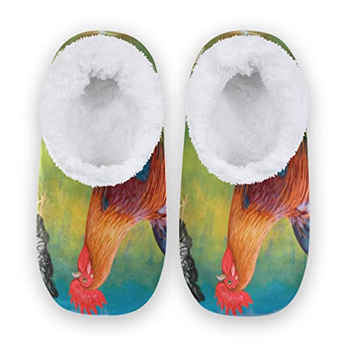 Mnsruu Zapatillas de casa de pollos de gallo de hierba cómoda para el dormitorio zapatos antideslizantes para las mujeres de EE. UU. 5-6